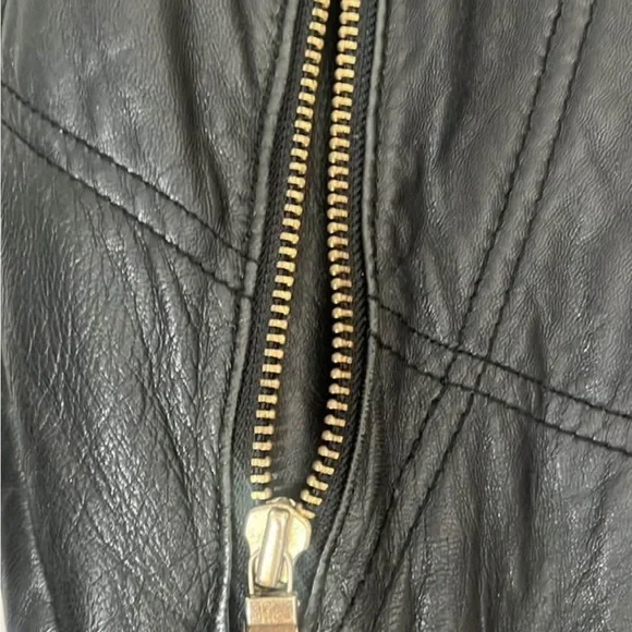 Hooded faux fur collar Black Quilted Leather Jacket